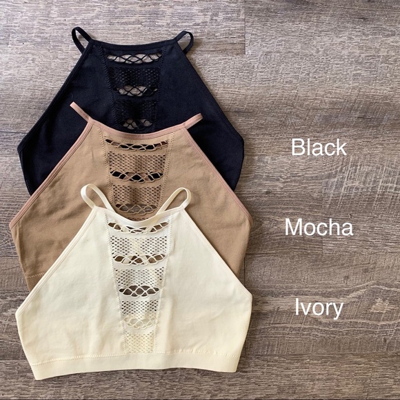 High neck cut out Ivory Bralette - Picture 4 of 4